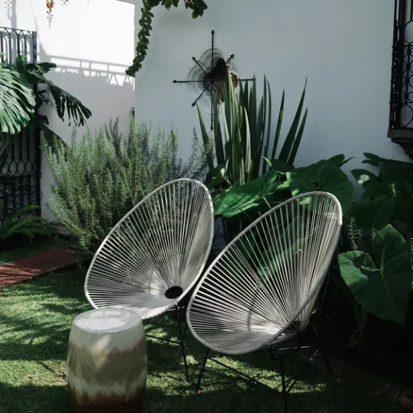 fauteuils cordes jardin exotique