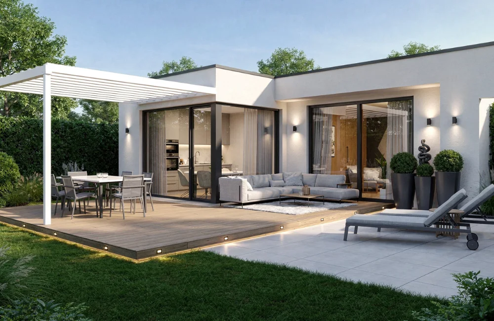 pergola et salon jardin maison terrasse en l