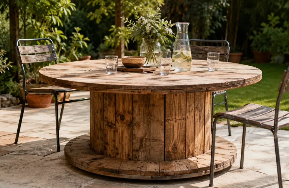 touret bois transforme table jardin