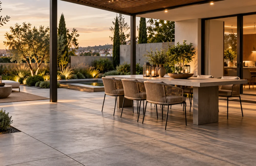 dalles beton jardin moderne